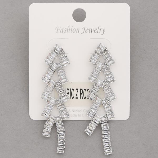 V SHAPE CZ DANGLE EARRING