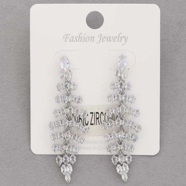 CZ METAL DANGLE EARRING