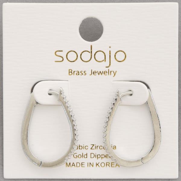 SODAJO TEARDROP CZ GOLD DIPPED HOOP EARRING