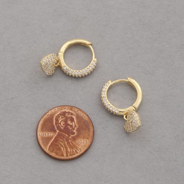 SODAJO HEART CZ HUGGIE GOLD DIPPED EARRING