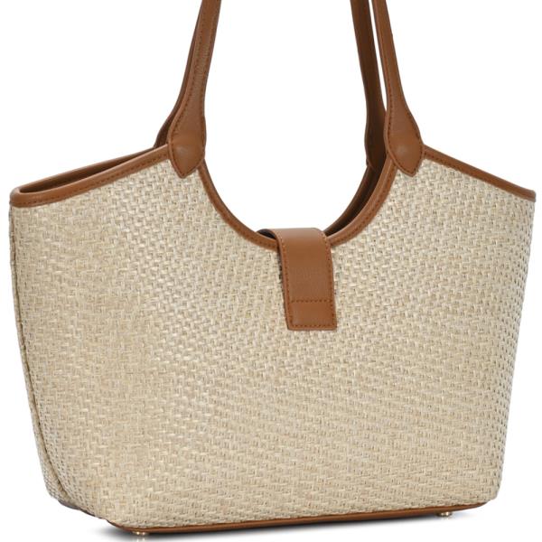 CHIC FASHION STRAW SHOULDER TOTE BAG