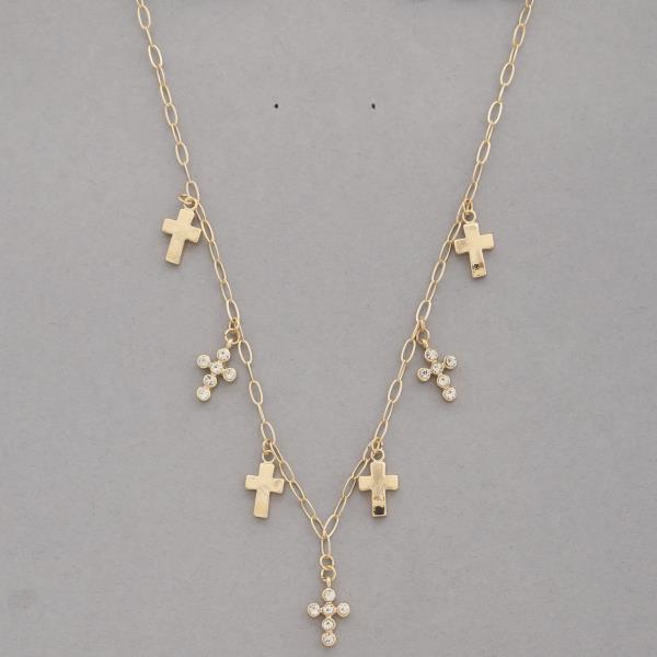 CROSS CHARM STATION LINK NECKLACE