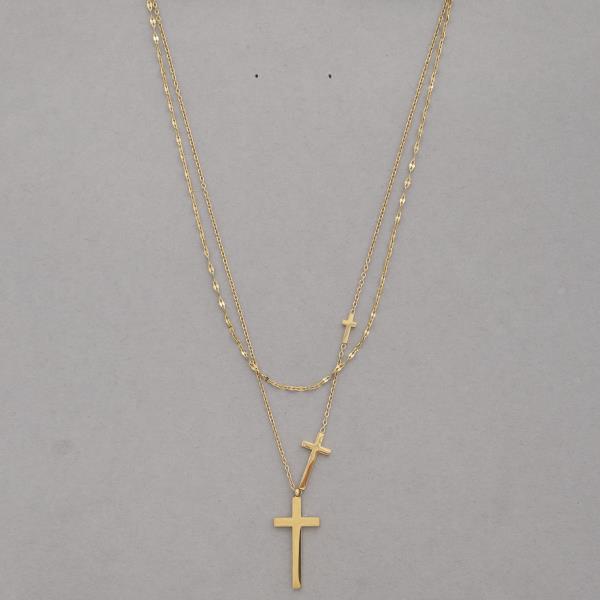 TRIPLE CROSS LINK LAYERED STAINLESS STEEL NECKLACE