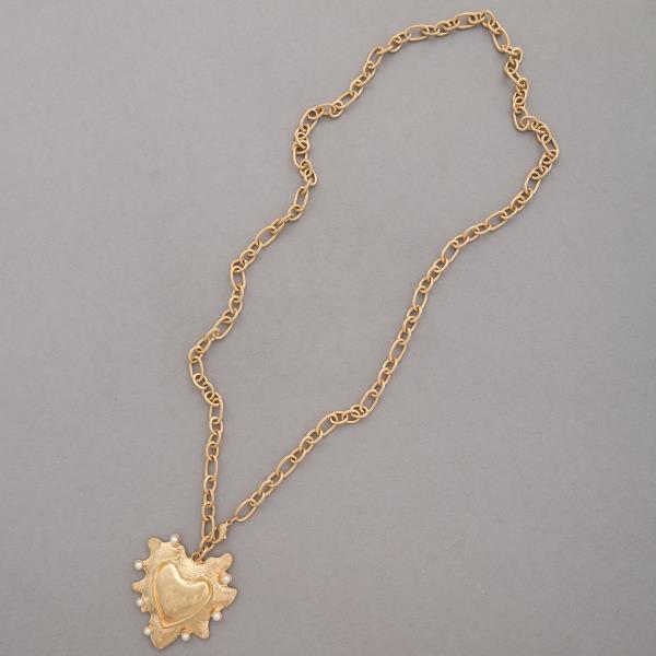 HEART PENDANT PEARL BEAD NECKLACE