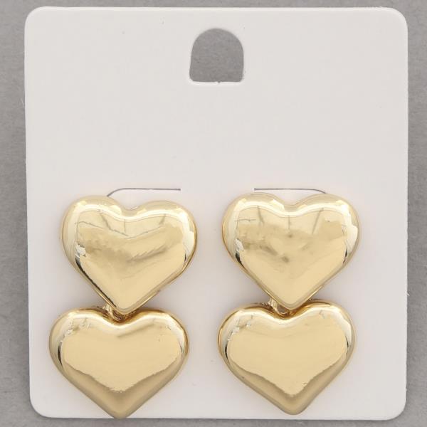 DOUBLE HEART LINK DANGLE EARRING