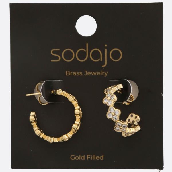 SODAJO GOLD FILLED BRASS FLOWER HOOP EARRING