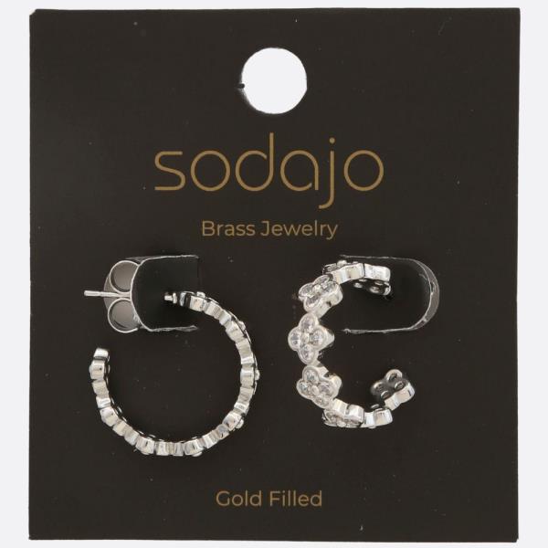 SODAJO GOLD FILLED BRASS FLOWER HOOP EARRING