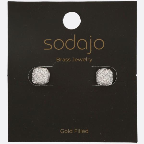 SODAJO SQUARE RHINESTONE GOLD FILLED EARRING