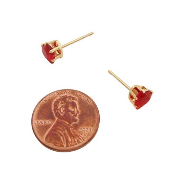 SODAJO GOLD FILLED RED STUD EARRING