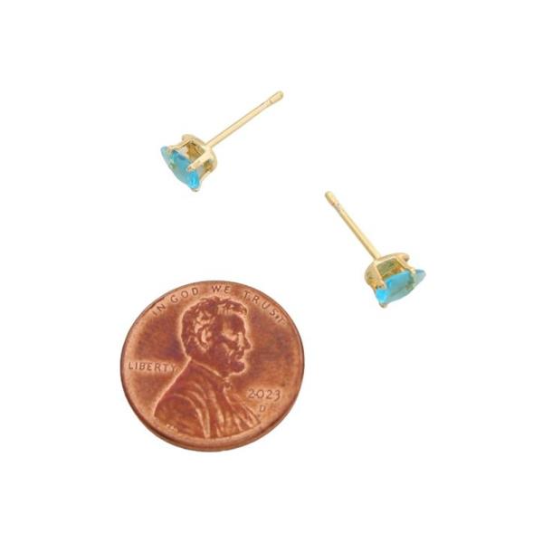 SODAJO GOLD FILLED TEARDROP BLUE STUD EARRING