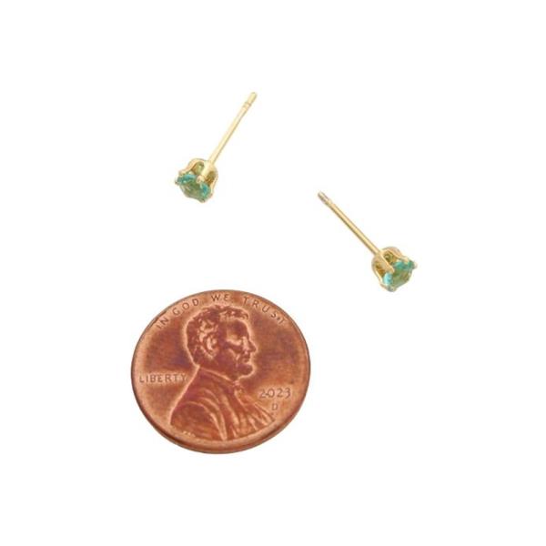 SODAJO GOLD FILLED BLUE ROUND STUD EARRING