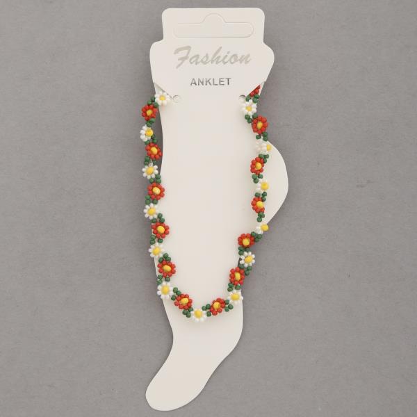 SEED BEAD FLOWER STATION ANKLET