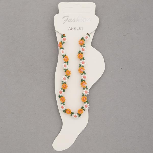 SEED BEAD FLOWER STATION ANKLET