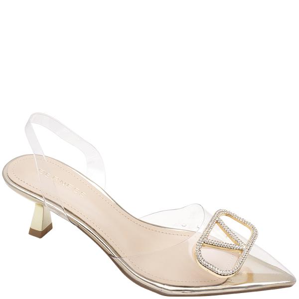 CLEAR UPPER SLINGBACK HEEL W V LOGO 12 PAIRS