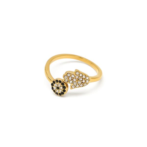 EVIL EYE HAMSA HAND STAINLESS STEEL ADJUSTABLE RING