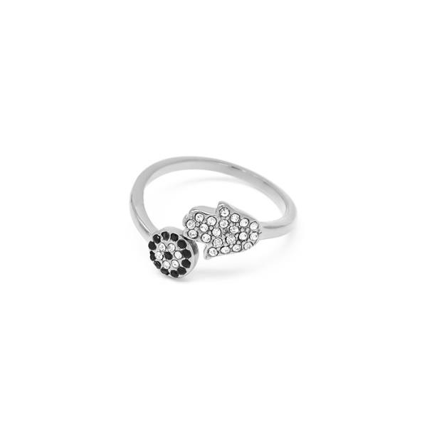 EVIL EYE HAMSA HAND STAINLESS STEEL ADJUSTABLE RING