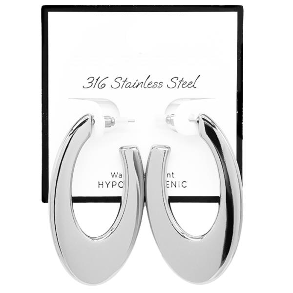 SECRET BOX OVAL STAINLESS STEEL EARRING