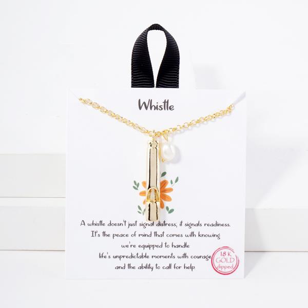 18K GOLD RHODIUM WHISTLE NECKLACE
