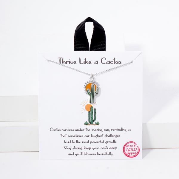 18K GOLD RHODIUM THRIVE LIKE A CACTUS NECKLACE
