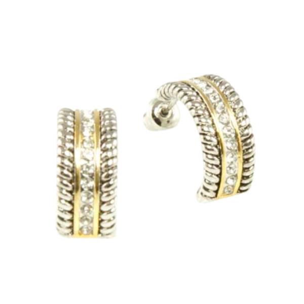 TWO TONE CZ 14K GOLD DIPPED EARRING