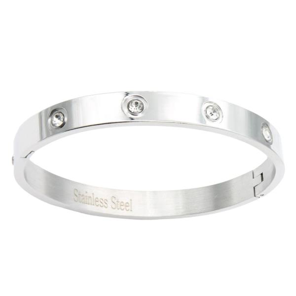 18K GOLD DIPPED STAINLESS STEEL RHINESTONE BANGLE BRACELET
