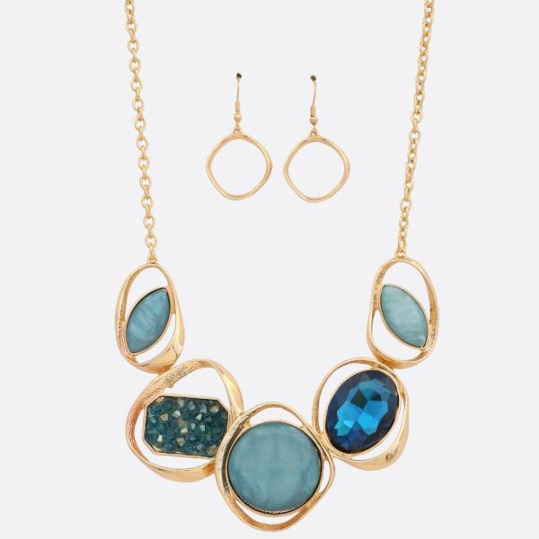 MULTI STONE ABSTRACT NECKLACE