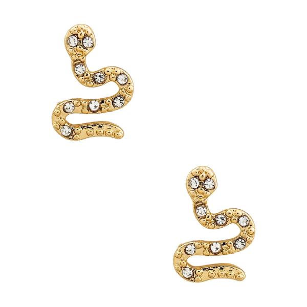 METAL CRYSTAL SNAKE EARRINGS