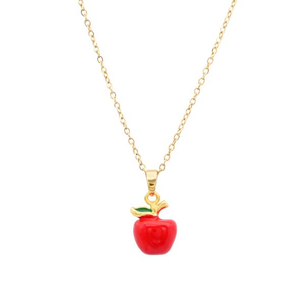APPLE PENDANT STAINLESS STEEL NECKLACE