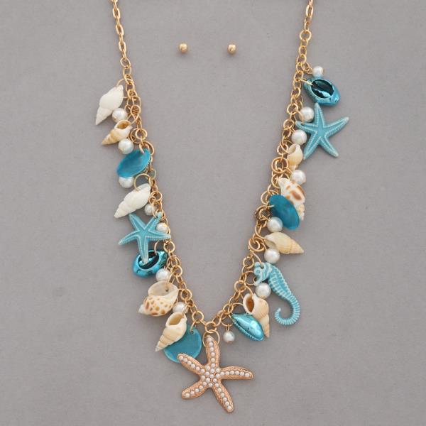 MULTI SEA LIFE CHARM NECKLACE