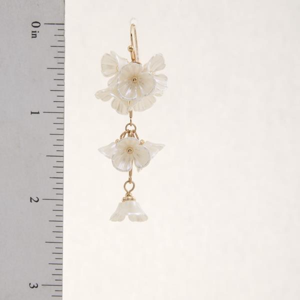 FLOWER TRIPLE LINK DANGLE EARRING