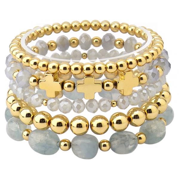 MULTI-LAYER BEADED STRETCH BRACELET SET