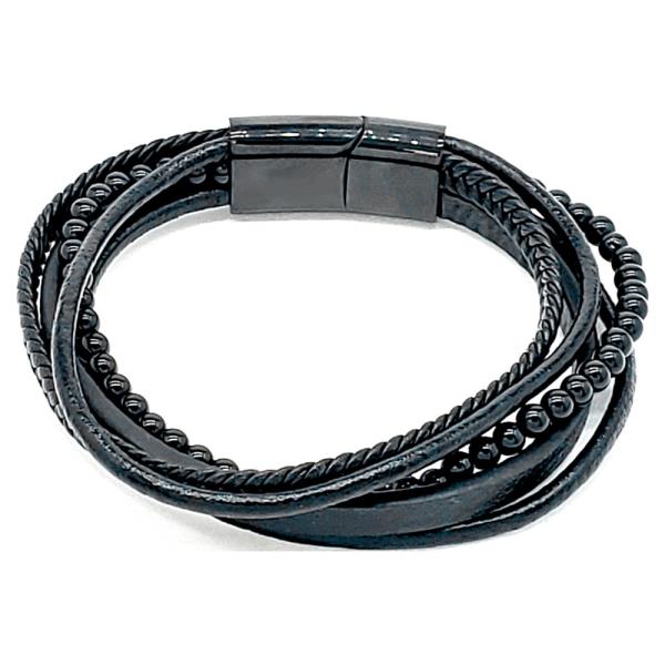 STAINLESS STEEL LEATHER BRACELET