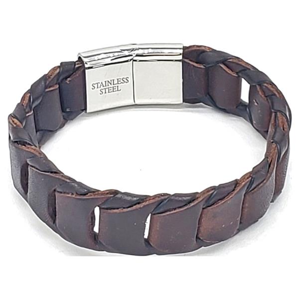 STAINLESS STEEL LEATHER BRACELET