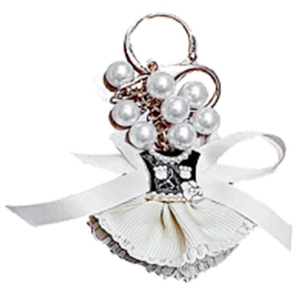 PEARL FLOWER DRESS BAG CHARM KEYCHAIN