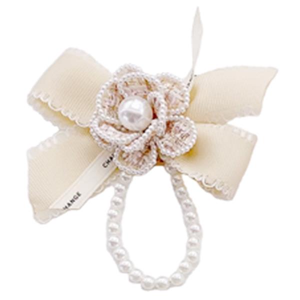 RIBBON PEARL FLOWER BAG CHARM KEYCHAIN