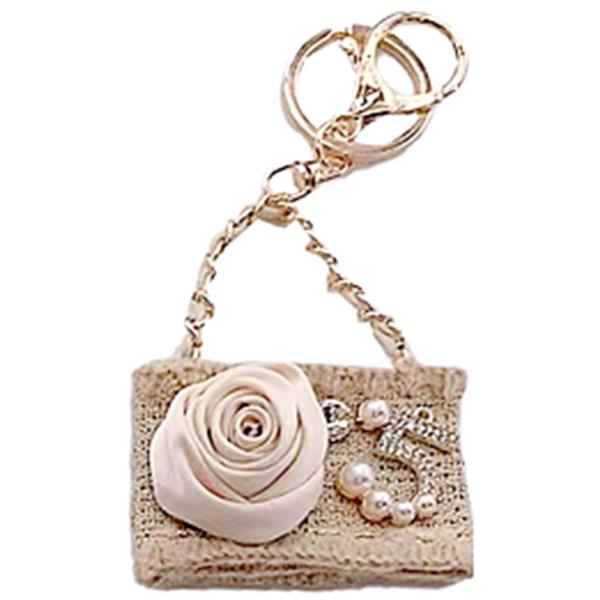 PEARL 5 FLOWER HANDBAG BAG CHARM KEYCHAIN