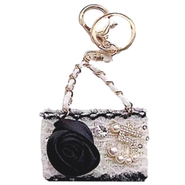PEARL 5 FLOWER HANDBAG BAG CHARM KEYCHAIN