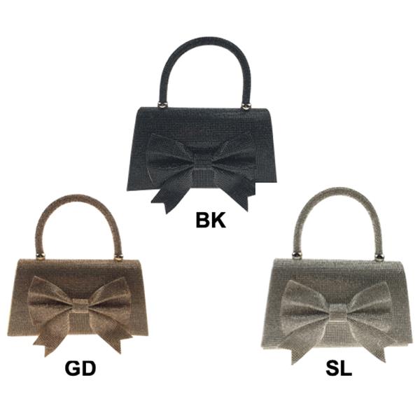 RHINESTONE BOW DESIGN HANDLE BAG