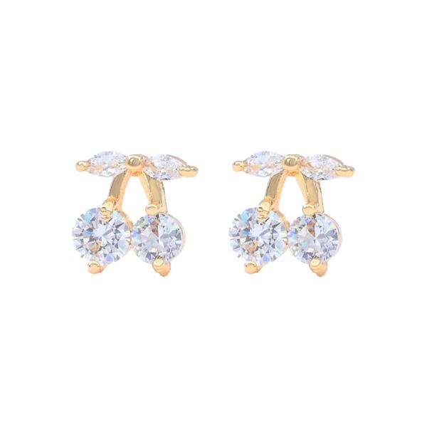 CHERRY BRASS CUBIC ZIRCONIA EARRING