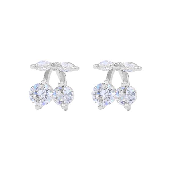 CHERRY BRASS CUBIC ZIRCONIA EARRING