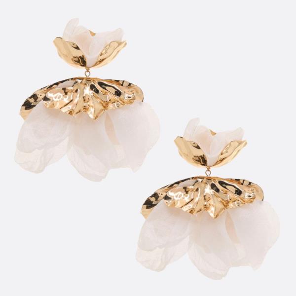 TULLE FLOWER METAL DANGLE EARRING