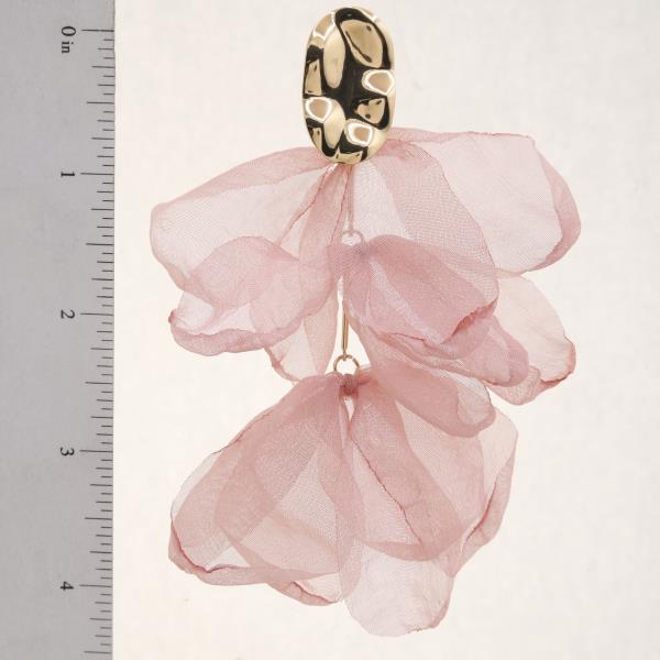 TULLE FLOWER OVAL LINK DANGLE EARRING