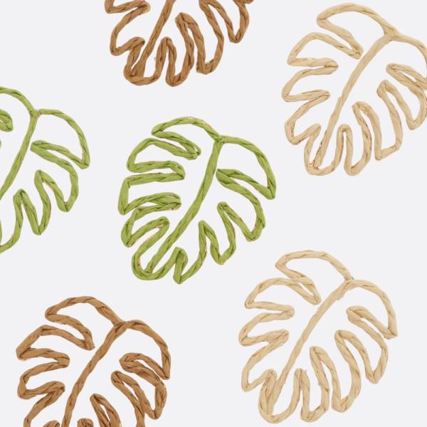 RAFFIA WRAPPED TROPICAL LEAF EARRING