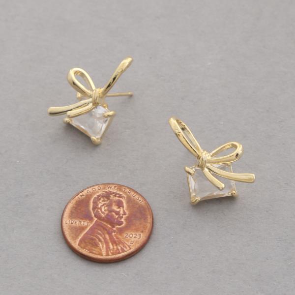SODAJO RIBBON BOW GOLD DIPPED EARRING