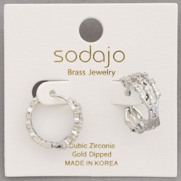 SODAJO CZ GOLD DIPPED HUGGIE EARRING