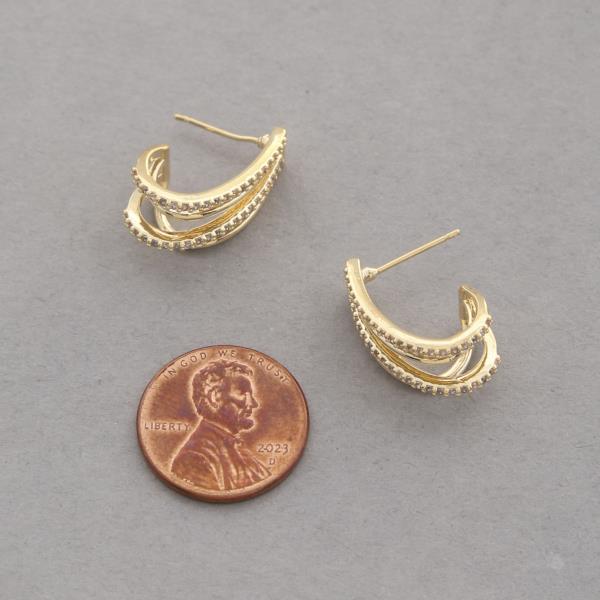 SODAJO TRIPLE OVAL HOOP GOLD DIPPED EARRING