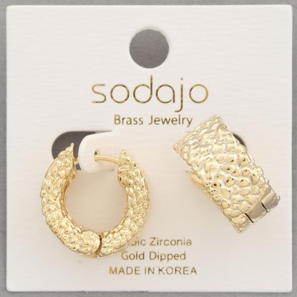 SODAJO TEXTURED HOOP GOLD DIPPED EARRING