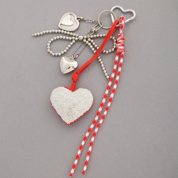 RHINESTONE HEART ROPE BAG CHARM