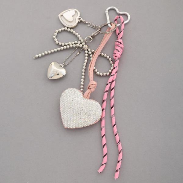 RHINESTONE HEART ROPE BAG CHARM