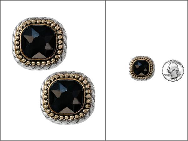 ROUND GLASS STONE EARRING